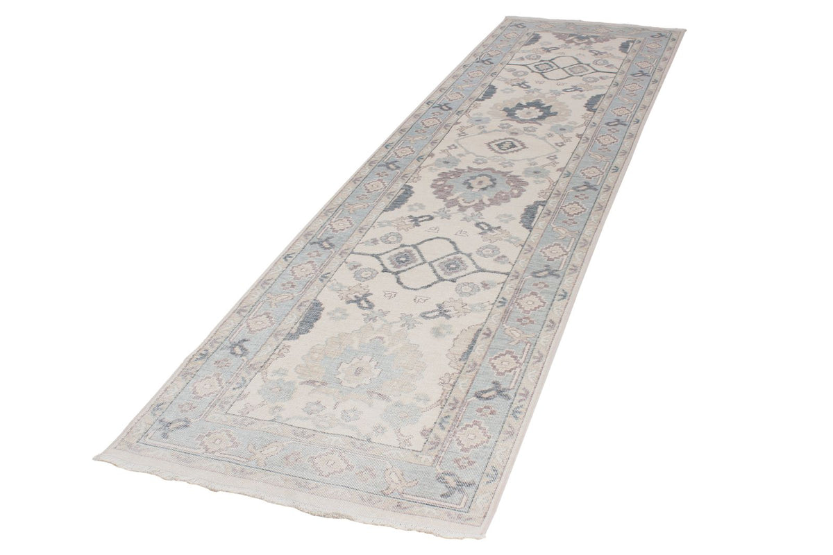 3x11 Ivory and Blue Turkish Traditional Runner