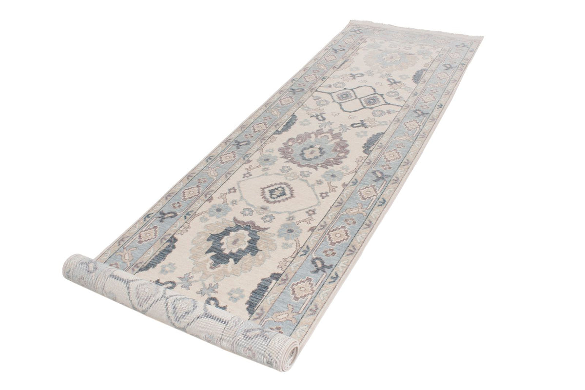 3x11 Ivory and Blue Turkish Traditional Runner