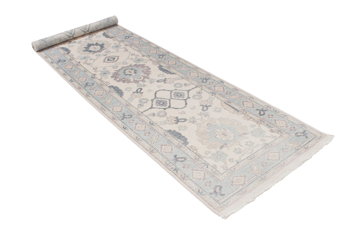 3x11 Ivory and Blue Turkish Traditional Runner