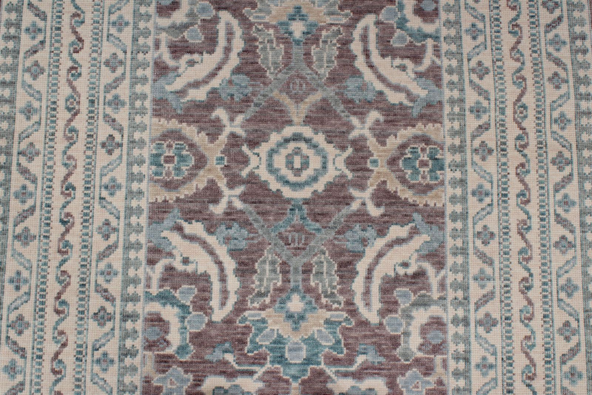 3x9 Purple and Ivory Turkish Traditional Runner
