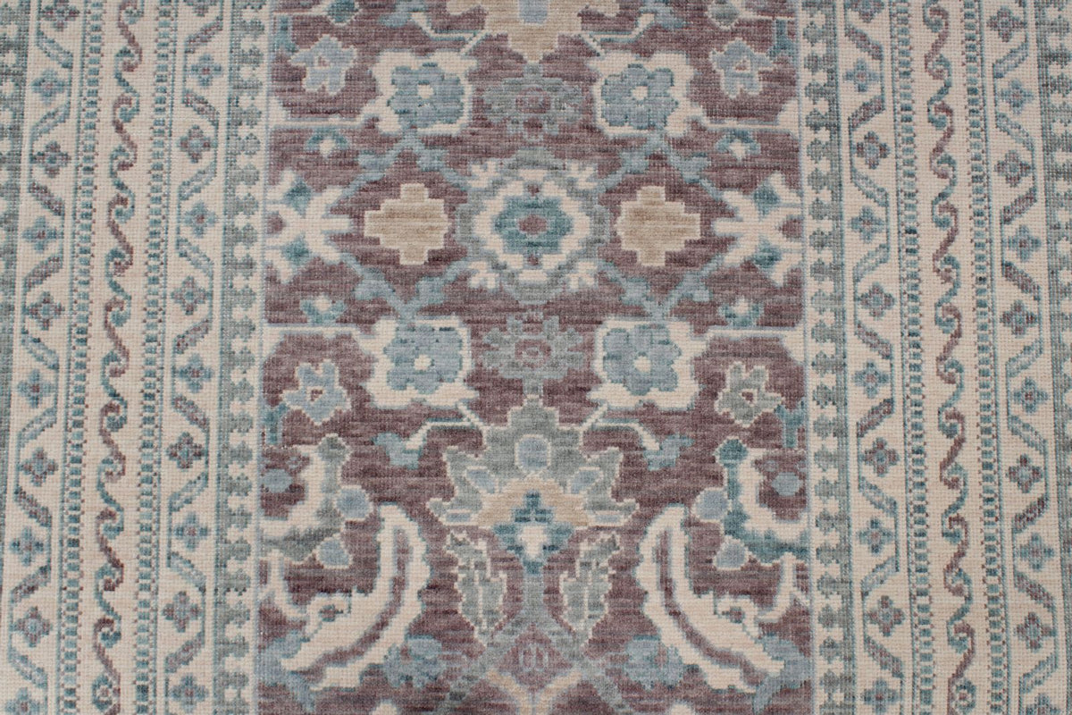 3x9 Purple and Ivory Turkish Traditional Runner