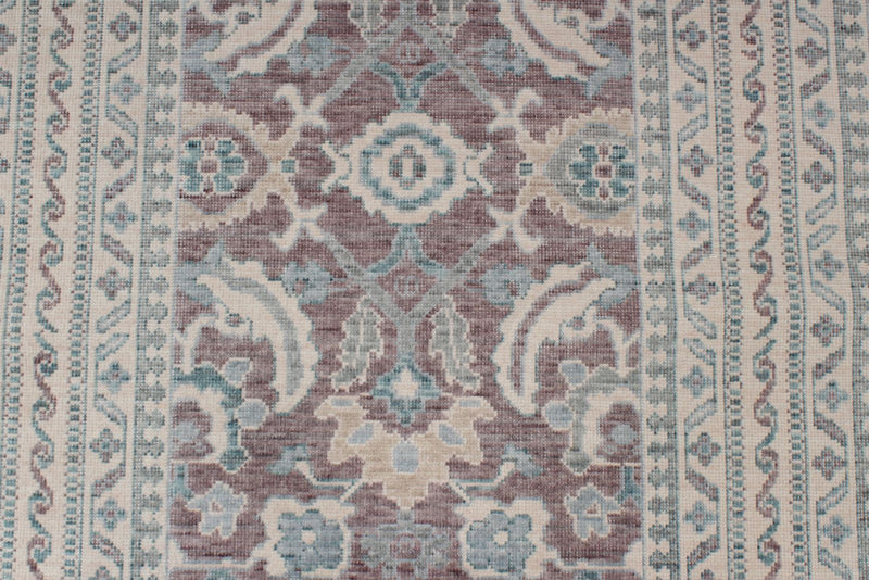 3x9 Purple and Ivory Turkish Traditional Runner