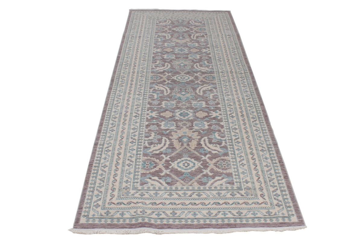 3x9 Purple and Ivory Turkish Traditional Runner