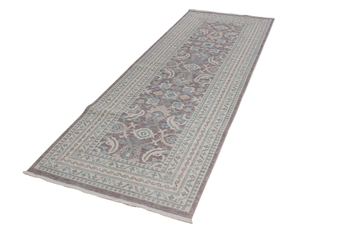 3x9 Purple and Ivory Turkish Traditional Runner