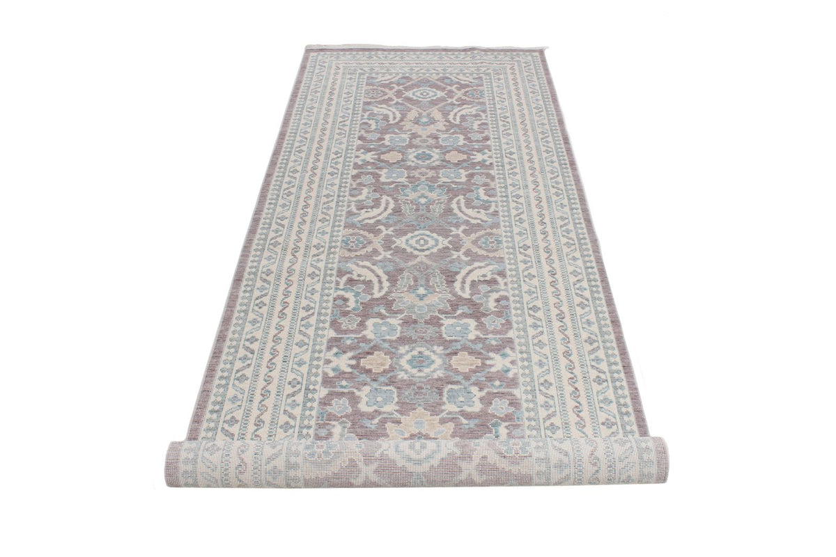 3x9 Purple and Ivory Turkish Traditional Runner