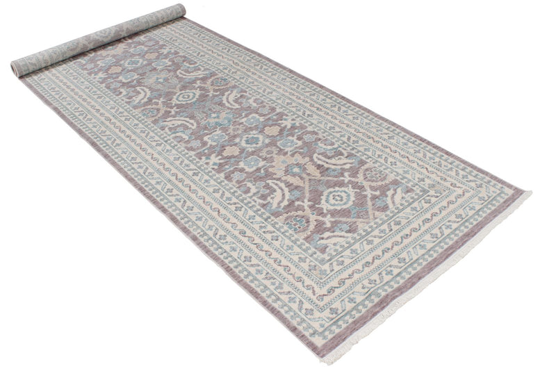 3x9 Purple and Ivory Turkish Traditional Runner