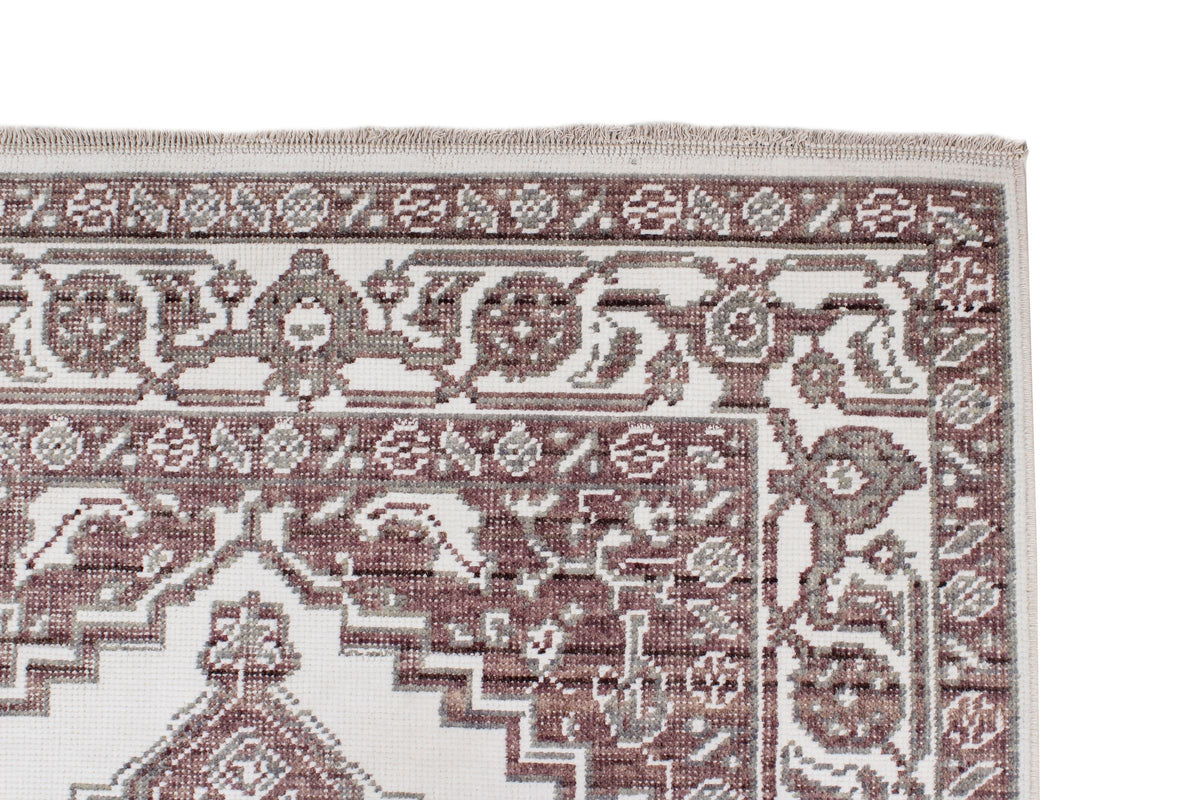 3x11 Ivory and Brown Turkish Traditional Runner
