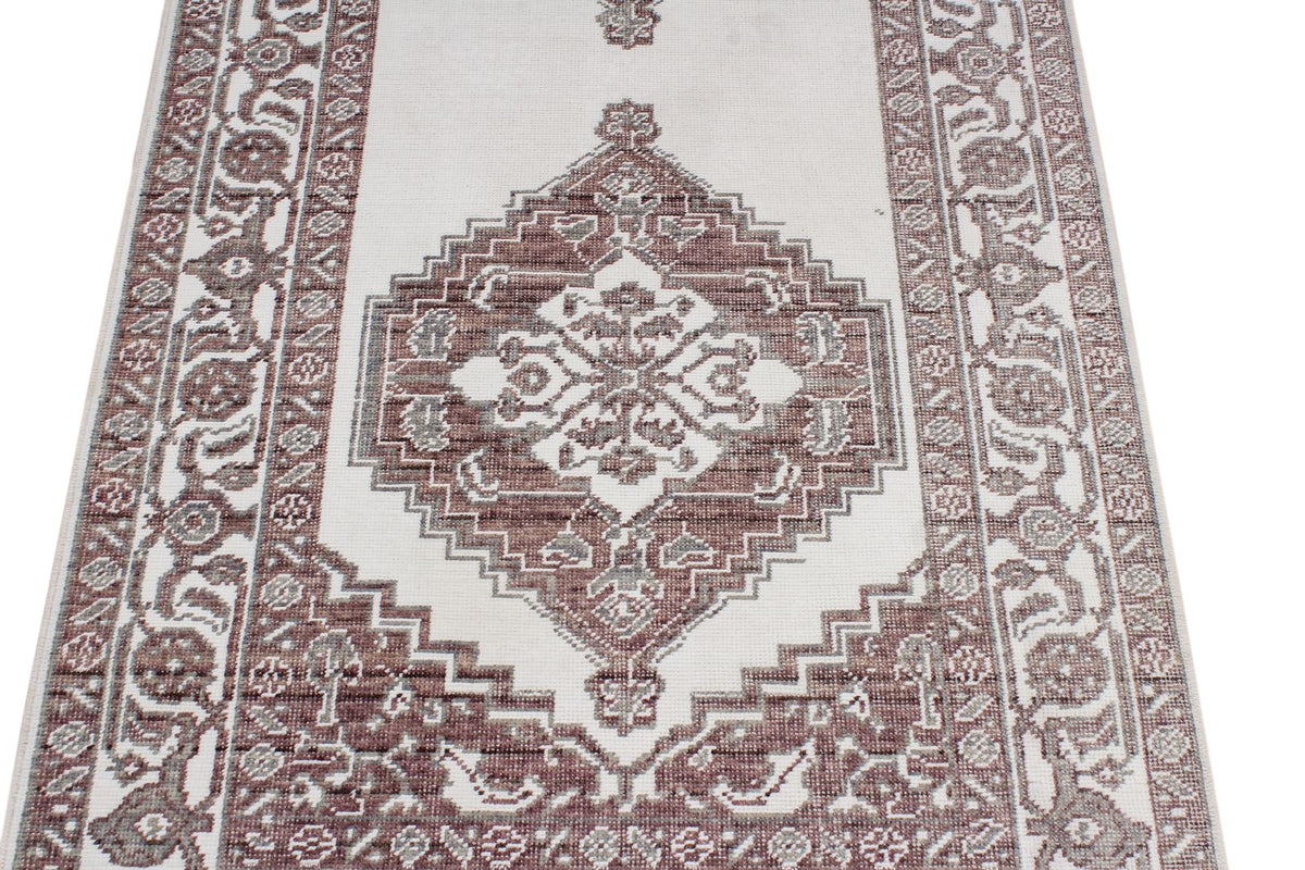 3x11 Ivory and Brown Turkish Traditional Runner