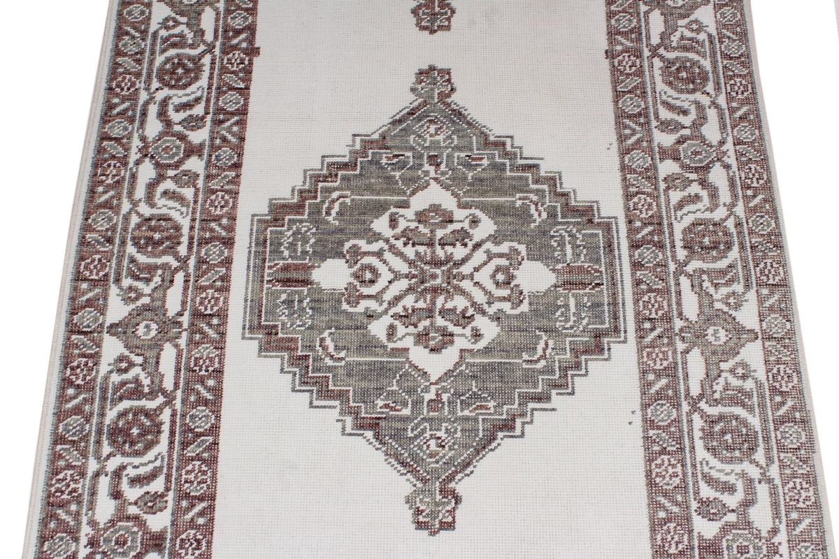3x11 Ivory and Brown Turkish Traditional Runner