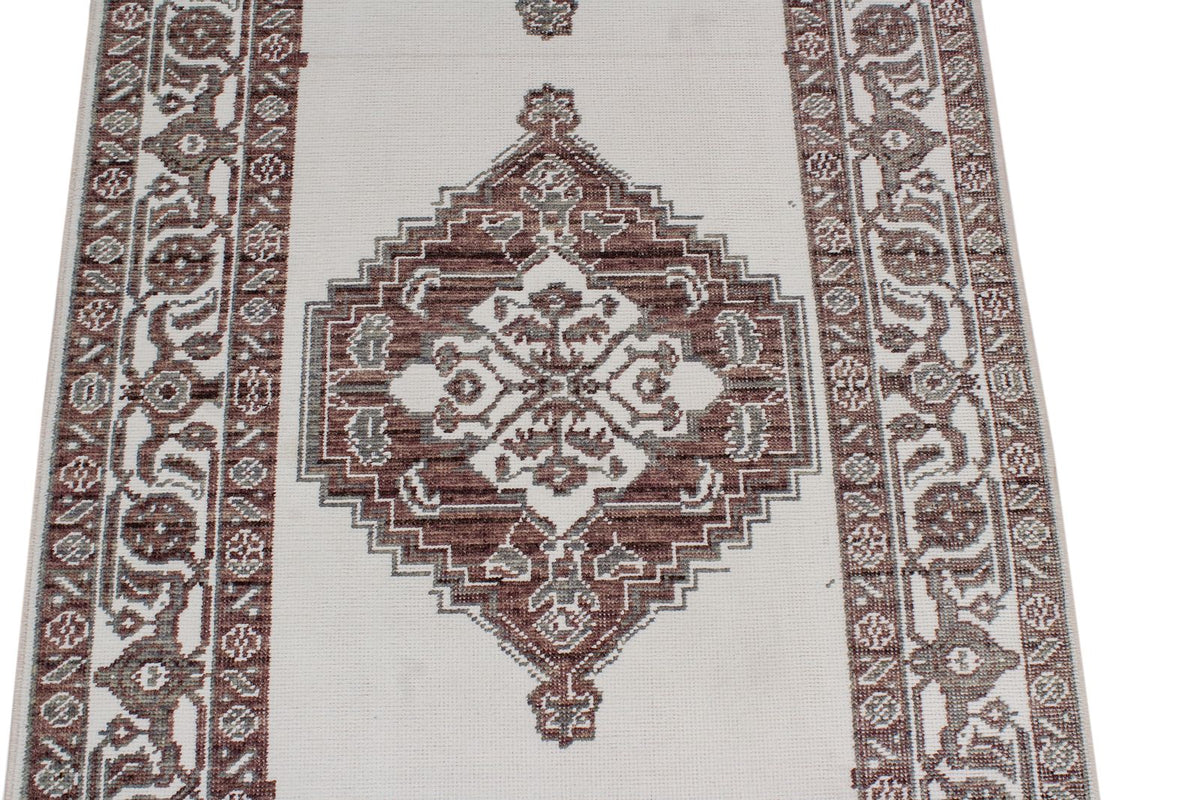3x11 Ivory and Brown Turkish Traditional Runner