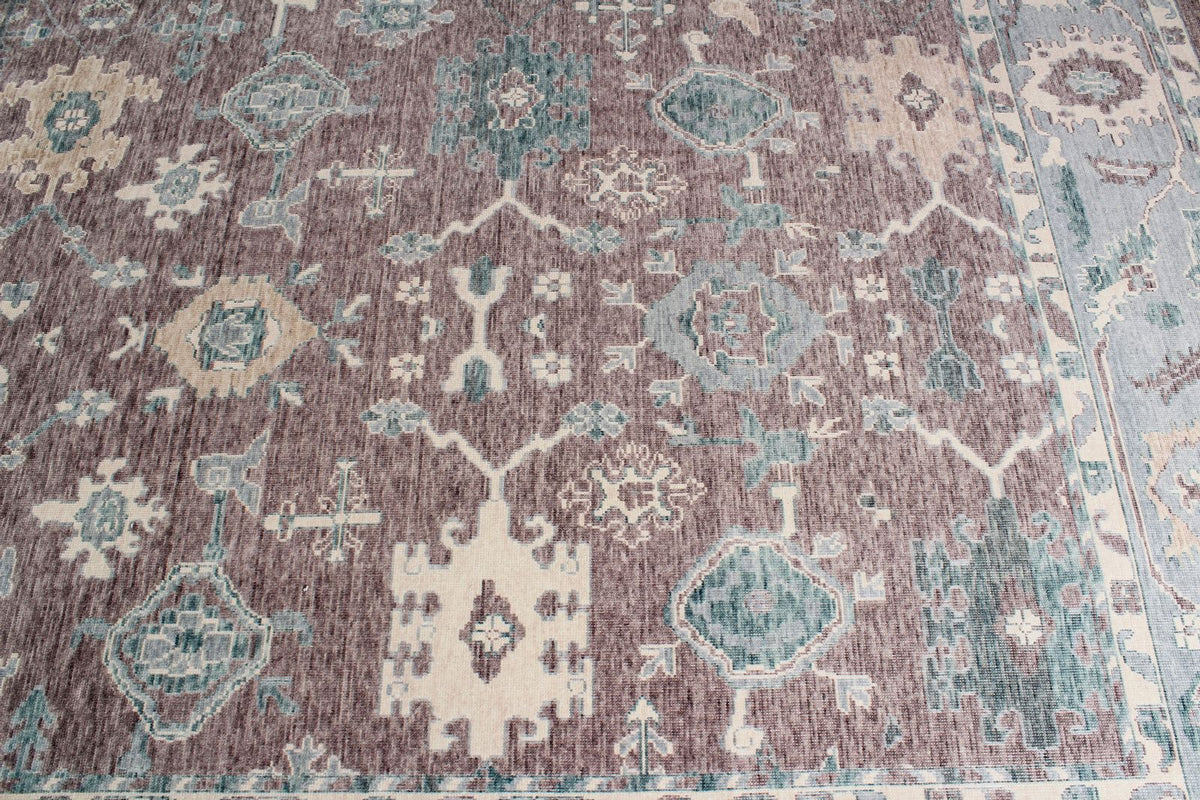 13x20 Purple and Light Blue Turkish Traditional Rug