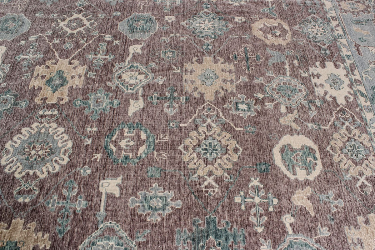 13x20 Purple and Light Blue Turkish Traditional Rug