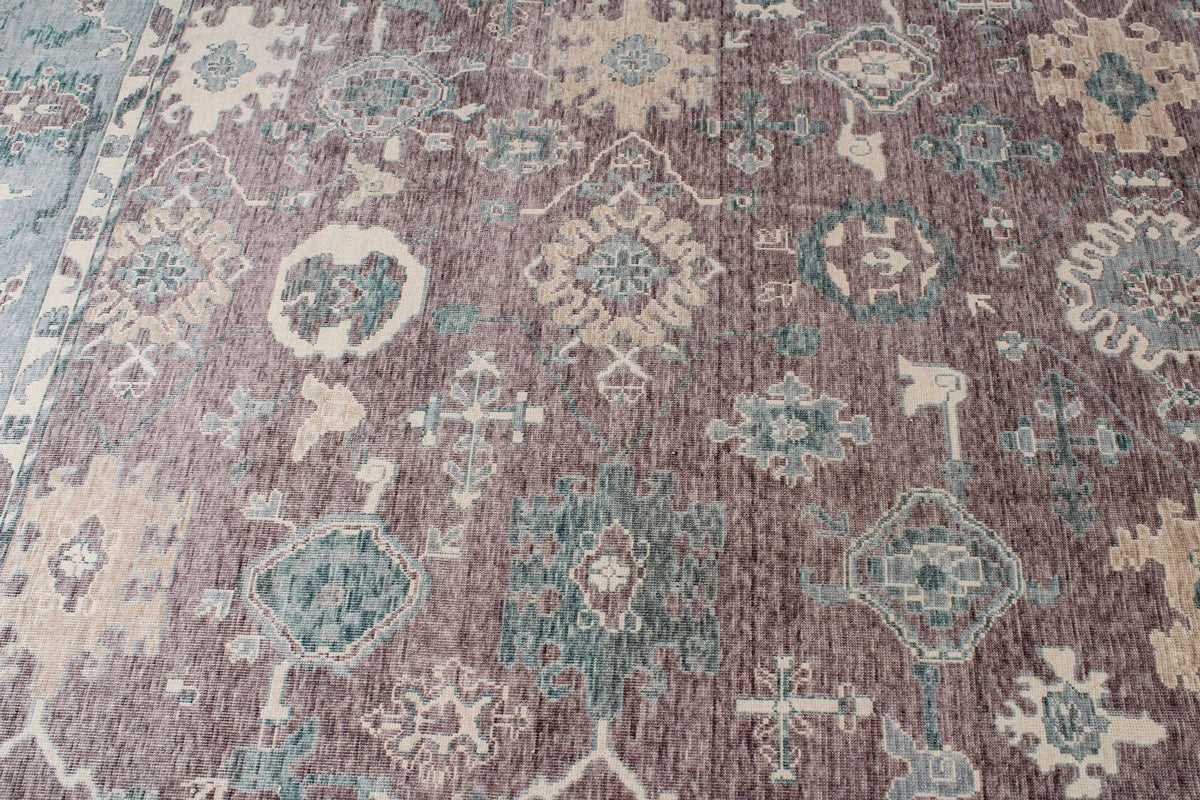 13x20 Purple and Light Blue Turkish Traditional Rug