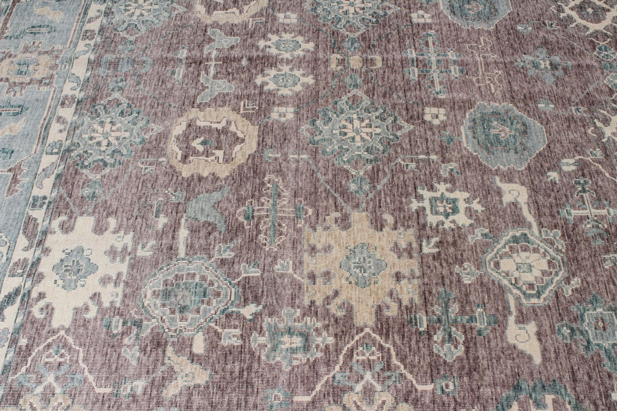 13x20 Purple and Light Blue Turkish Traditional Rug
