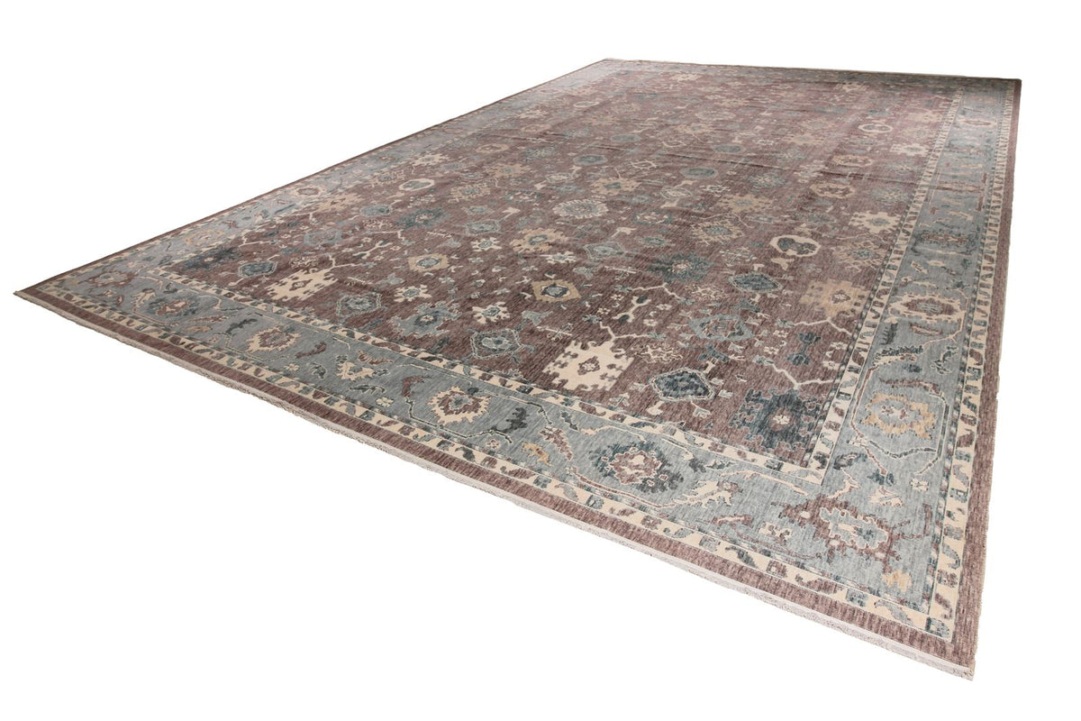 13x20 Purple and Light Blue Turkish Traditional Rug