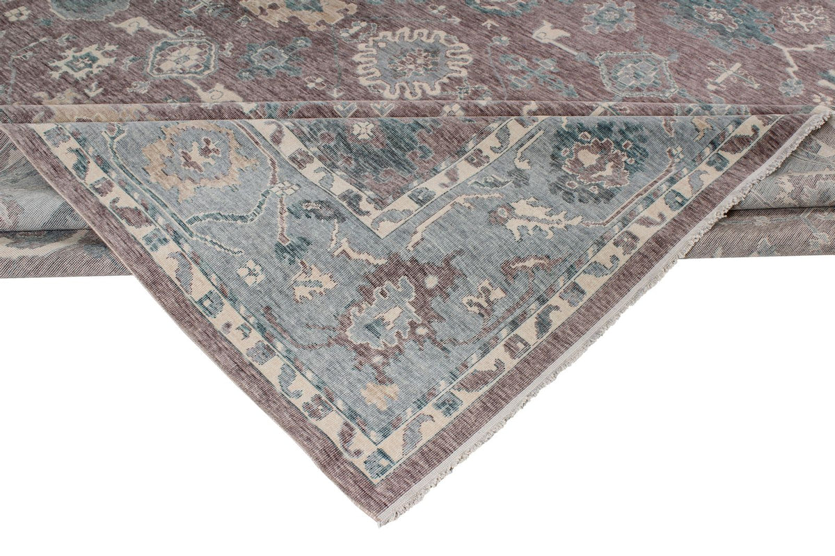 13x20 Purple and Light Blue Turkish Traditional Rug