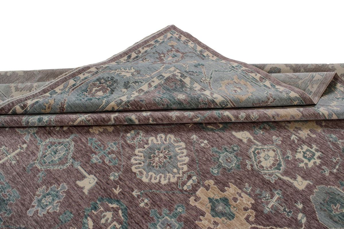 13x20 Purple and Light Blue Turkish Traditional Rug