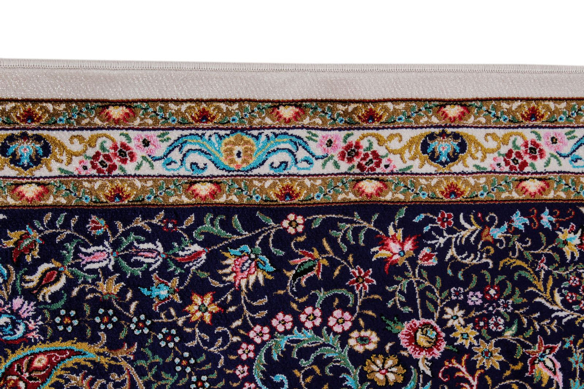 7x10 Ivory and Navy Turkish Antep Rug