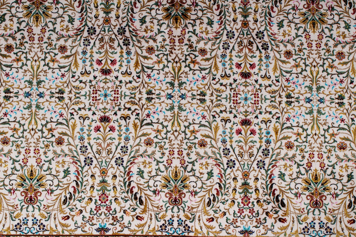 7x10 Ivory and Navy Turkish Antep Rug