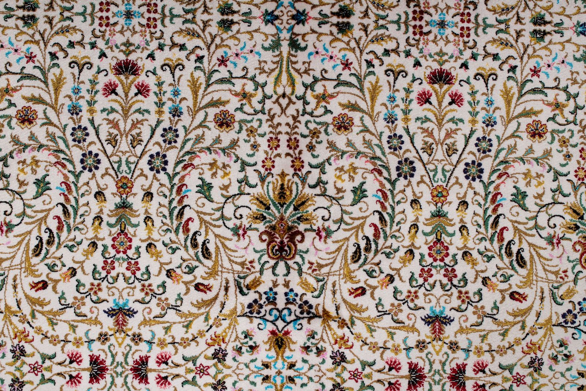 7x10 Ivory and Navy Turkish Antep Rug