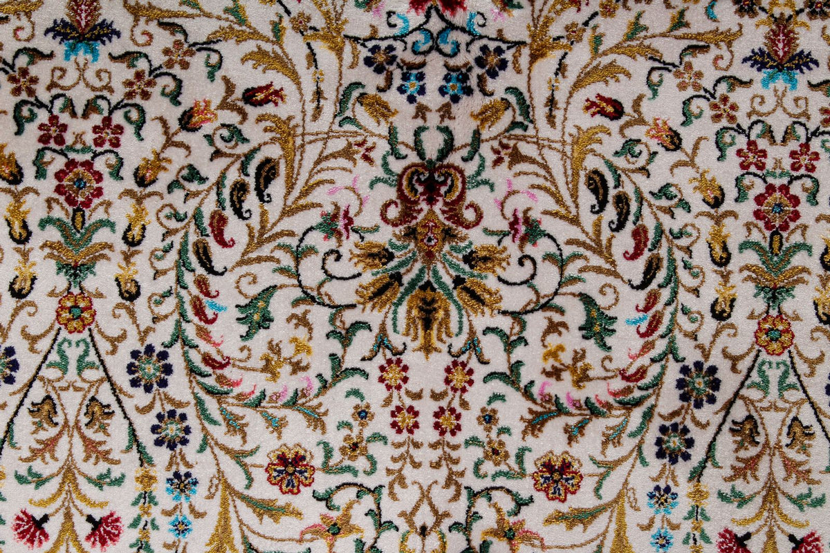 7x10 Ivory and Navy Turkish Antep Rug
