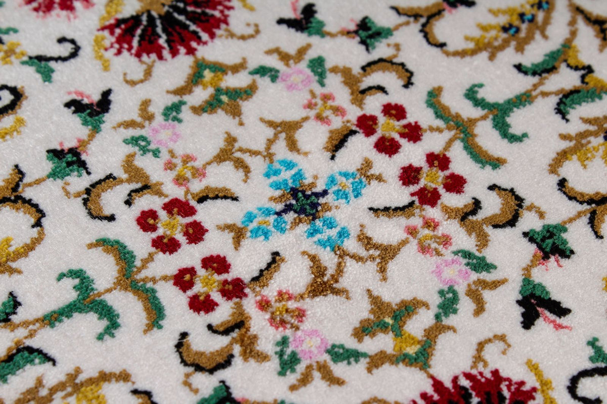 7x10 Ivory and Navy Turkish Antep Rug