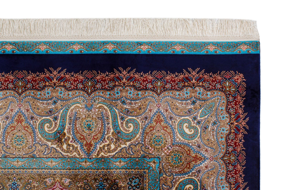 7x10 Navy and Ivory Turkish Antep Rug