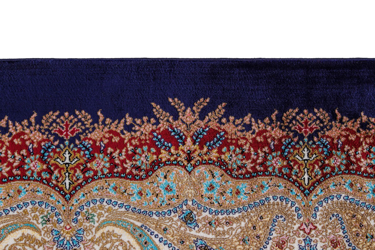 7x10 Navy and Ivory Turkish Antep Rug