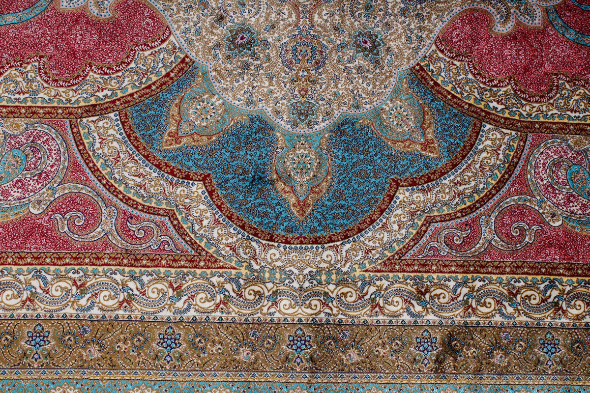 7x10 Navy and Ivory Turkish Antep Rug