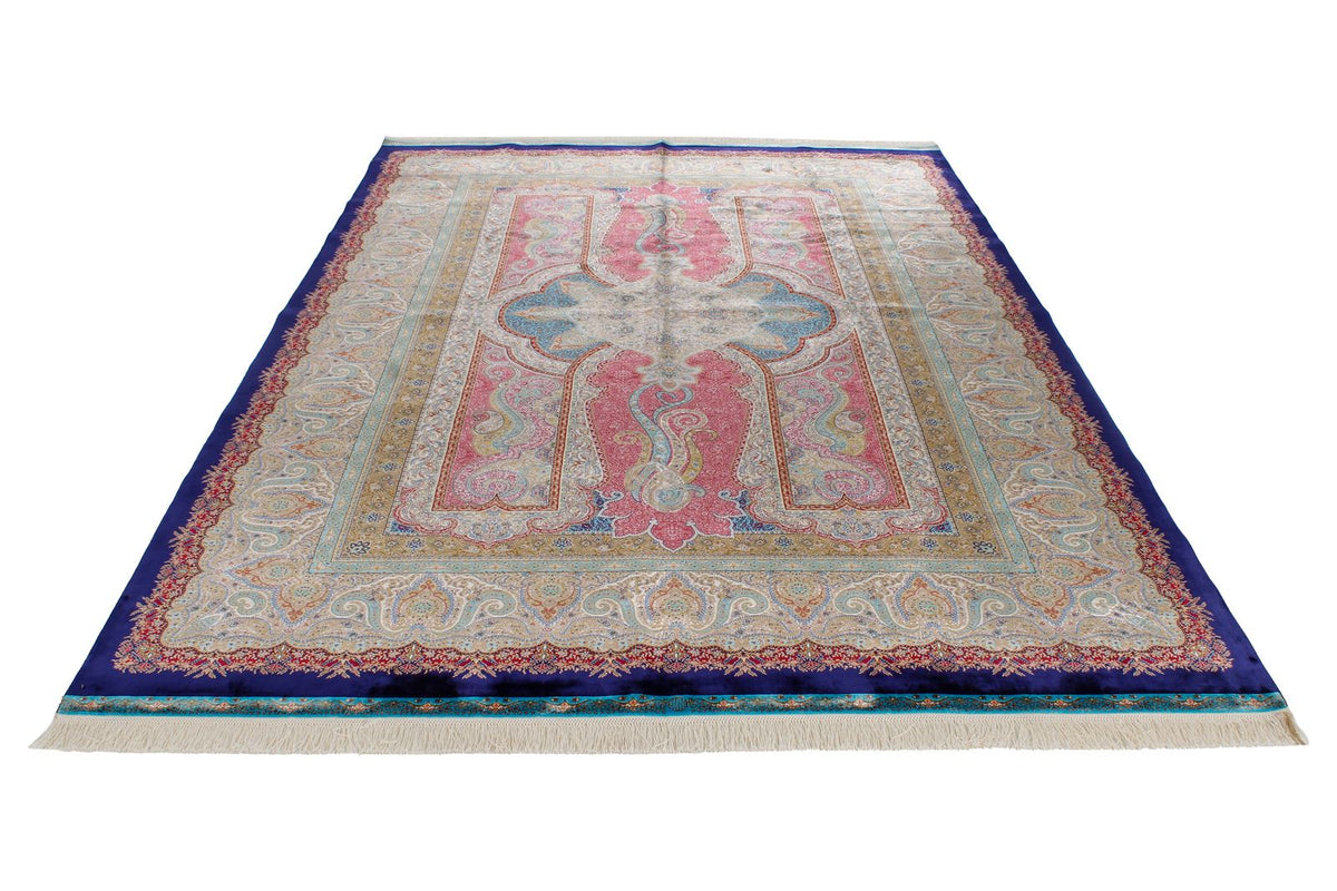 7x10 Navy and Ivory Turkish Antep Rug