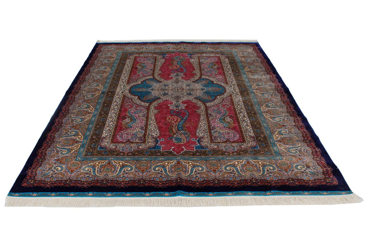 7x10 Navy and Ivory Turkish Antep Rug