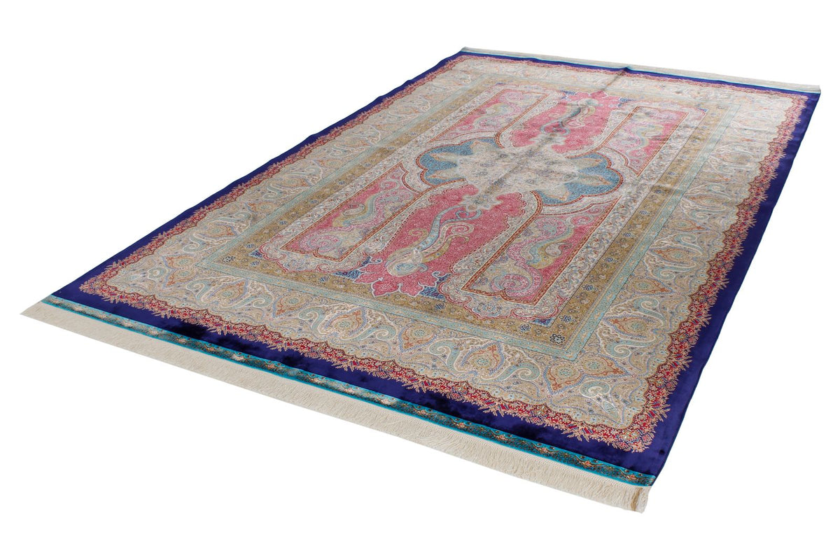 7x10 Navy and Ivory Turkish Antep Rug