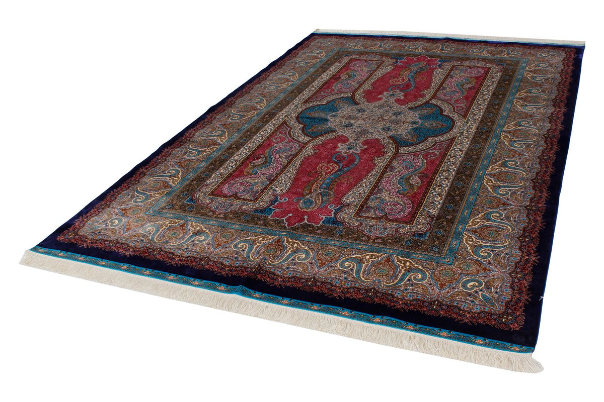 7x10 Navy and Ivory Turkish Antep Rug