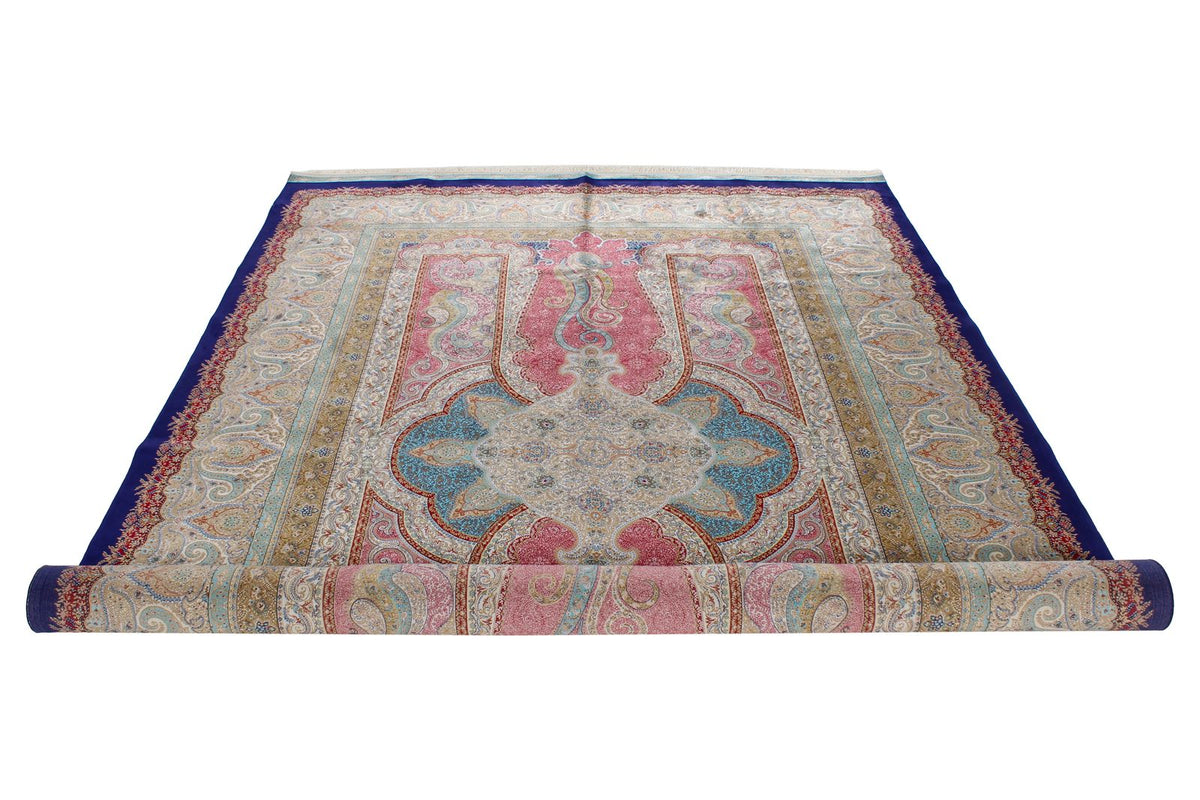 7x10 Navy and Ivory Turkish Antep Rug