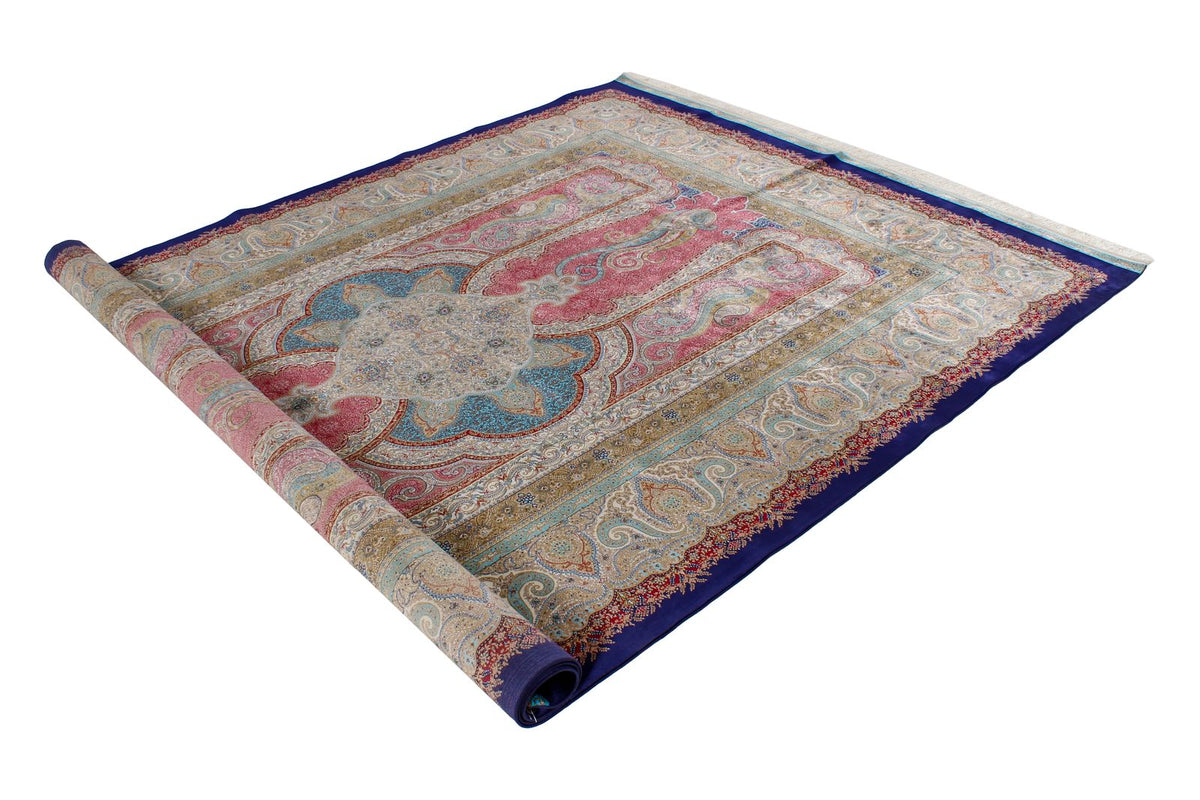 7x10 Navy and Ivory Turkish Antep Rug