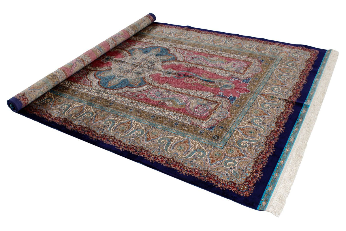 7x10 Navy and Ivory Turkish Antep Rug