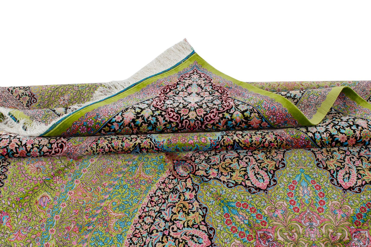 7x10 Green and Black Turkish Antep Rug