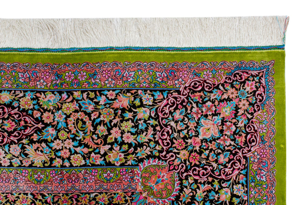 7x10 Green and Black Turkish Antep Rug