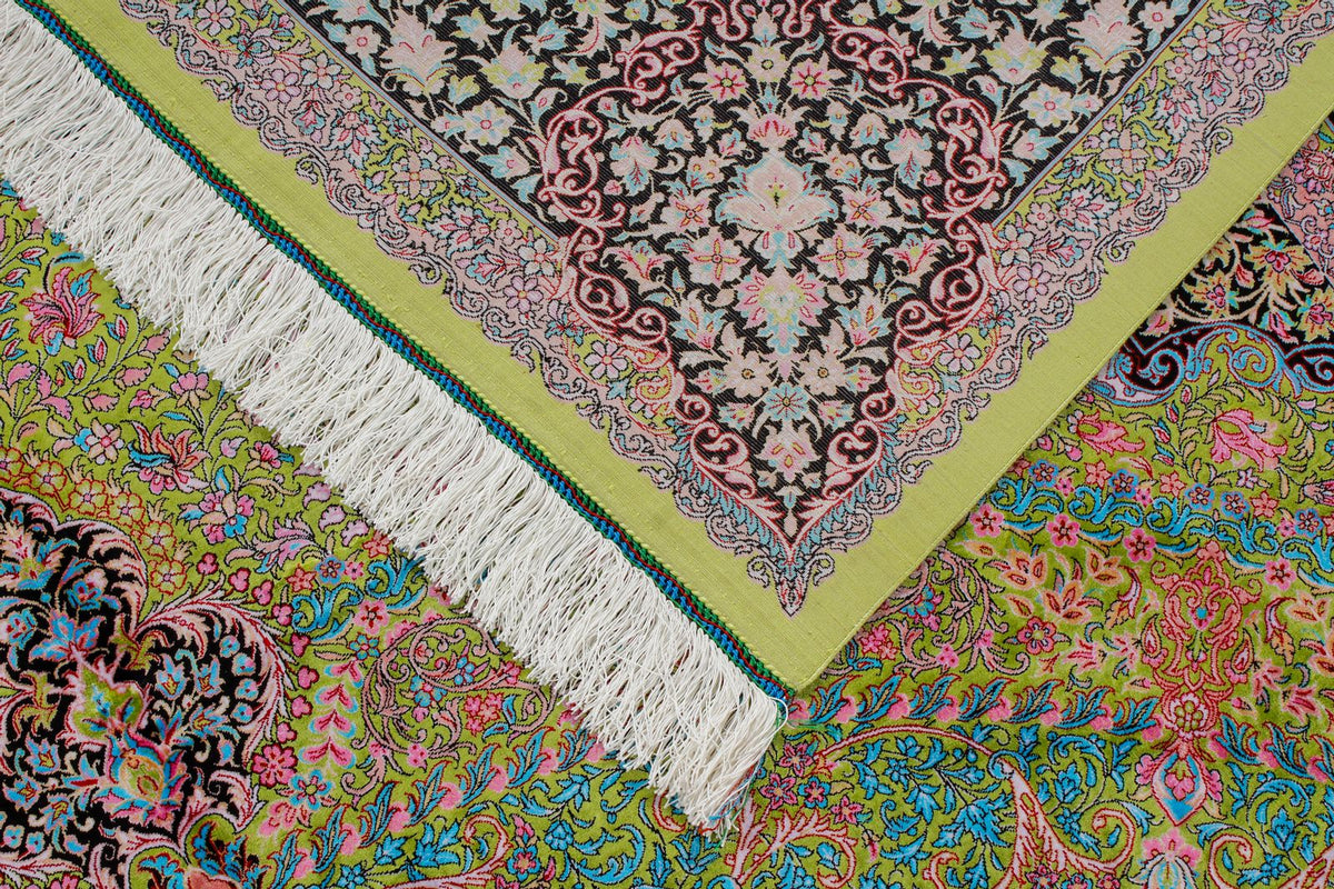7x10 Green and Black Turkish Antep Rug