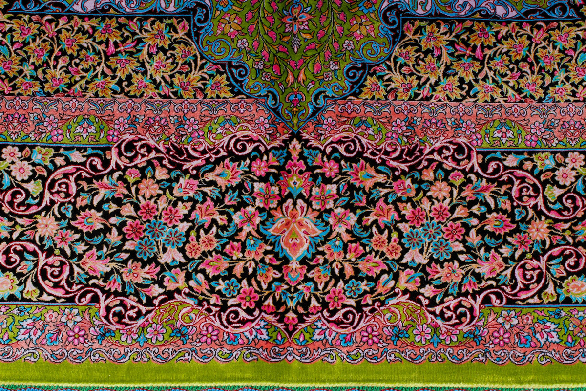 7x10 Green and Black Turkish Antep Rug