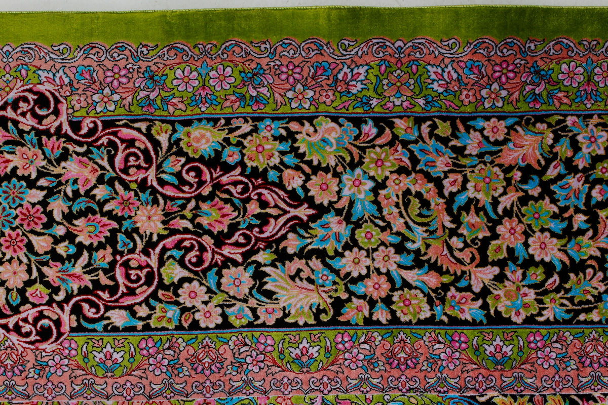7x10 Green and Black Turkish Antep Rug