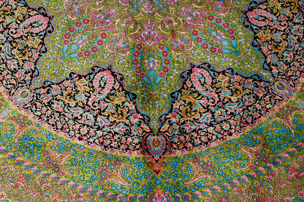 7x10 Green and Black Turkish Antep Rug
