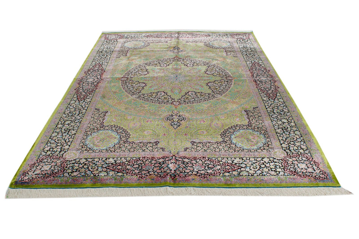 7x10 Green and Black Turkish Antep Rug