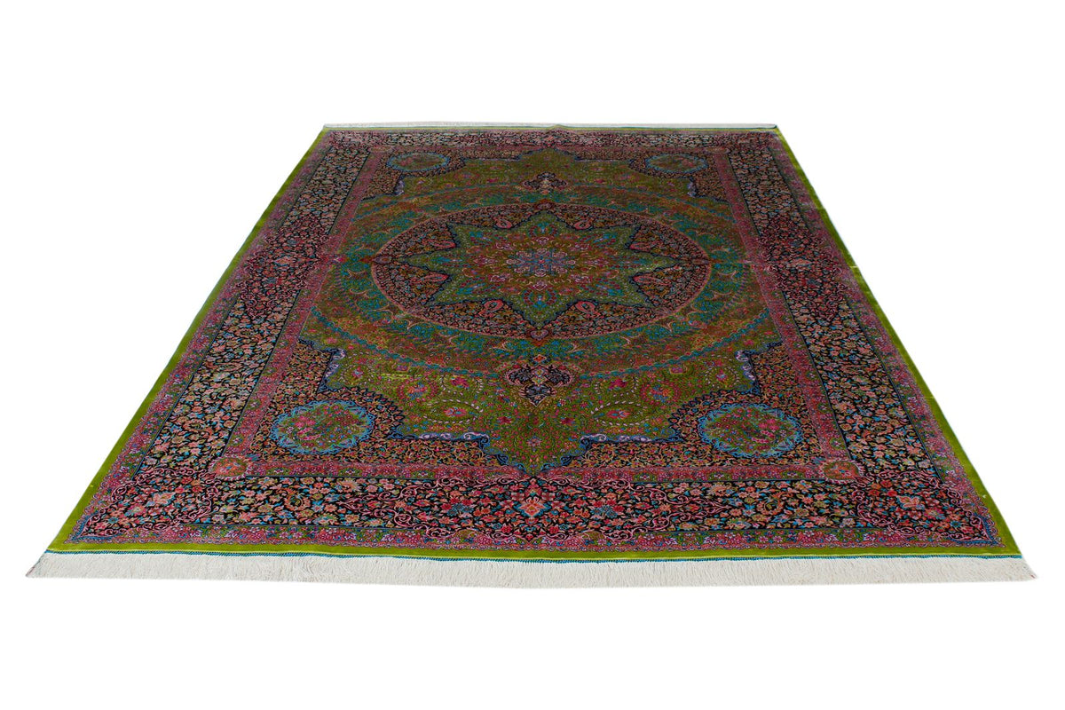 7x10 Green and Black Turkish Antep Rug