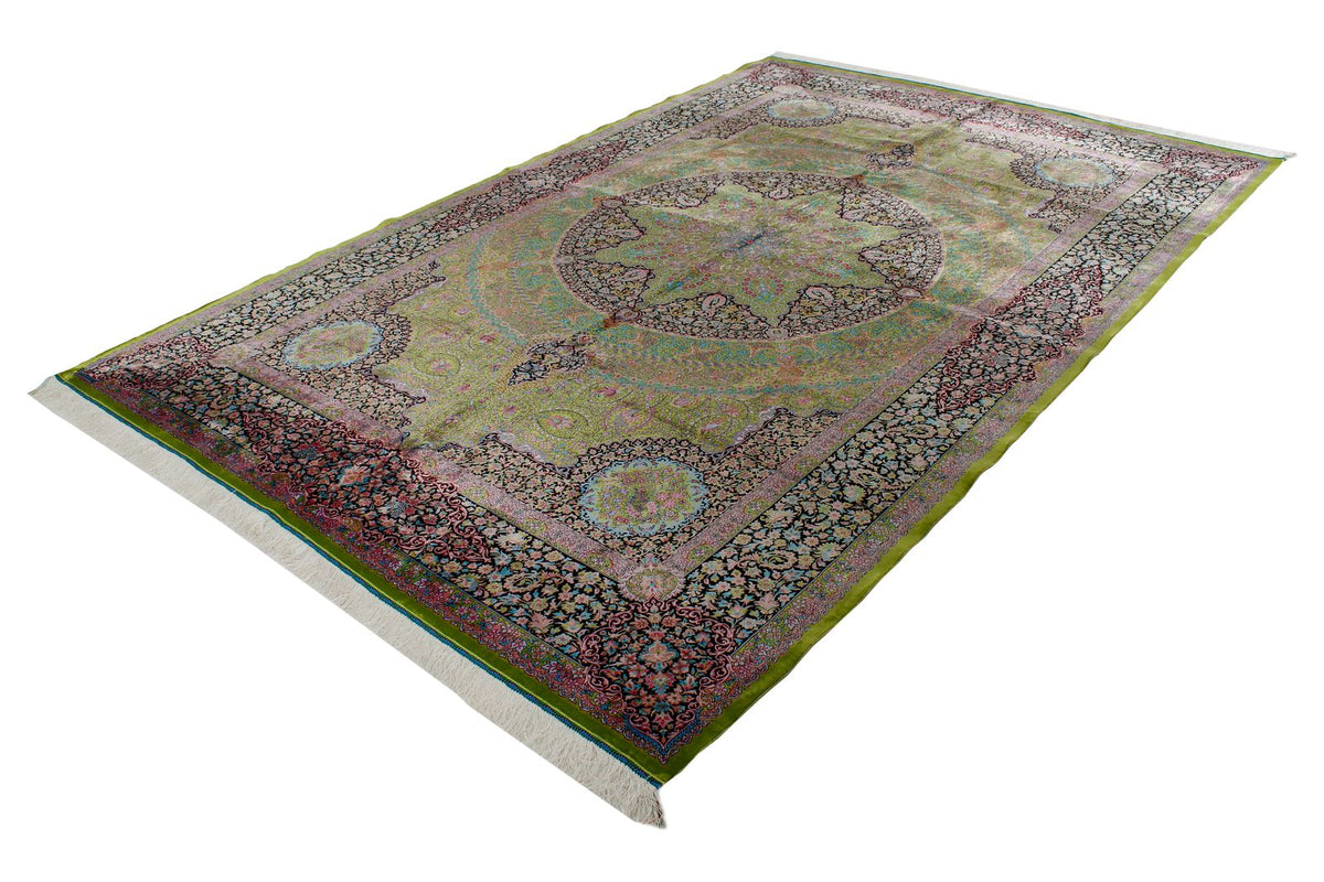 7x10 Green and Black Turkish Antep Rug