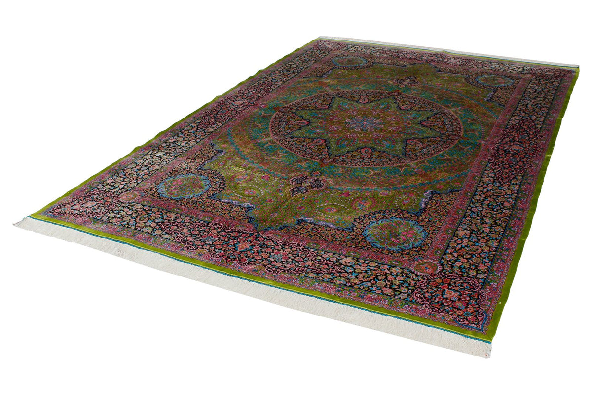 7x10 Green and Black Turkish Antep Rug