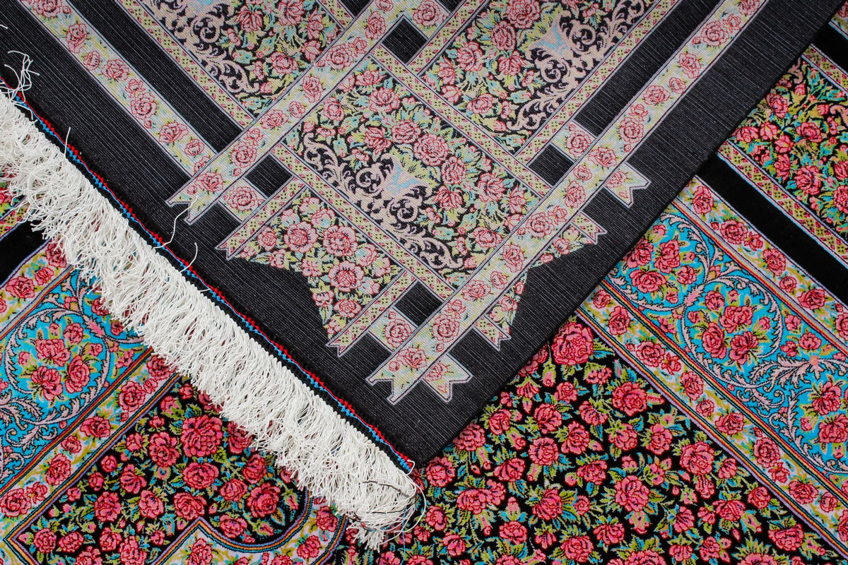 5x7 Black and Pink Turkish Antep Rug