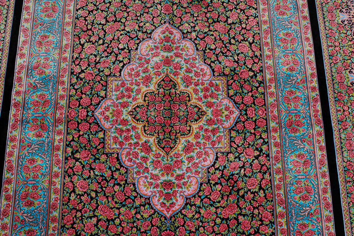 5x7 Black and Pink Turkish Antep Rug