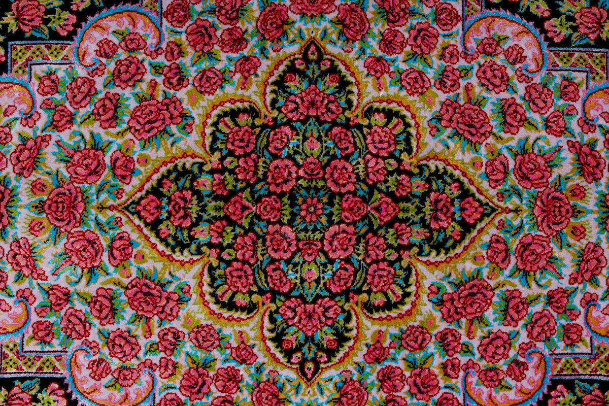 5x7 Black and Pink Turkish Antep Rug