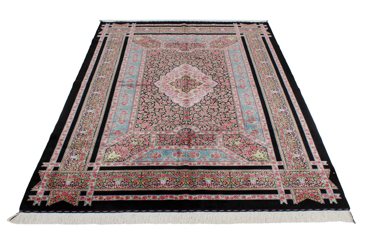 5x7 Black and Pink Turkish Antep Rug